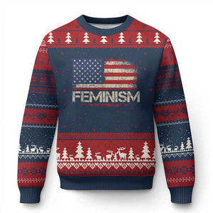 Feminism Feminist American Flag Ugly Christmas Sweater Patriotic Womens Rights