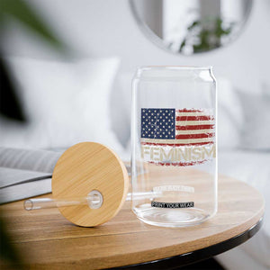 Feminism Feminist American Flag Glass Can Patriotic Womens Rights