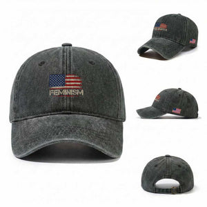 Feminism Feminist American Flag Washed Cotton Baseball Cap Patriotic Womens Rights
