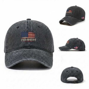 Feminism Feminist American Flag Washed Cotton Baseball Cap Patriotic Womens Rights