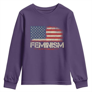 Feminism Feminist American Flag Youth Sweatshirt Patriotic Womens Rights