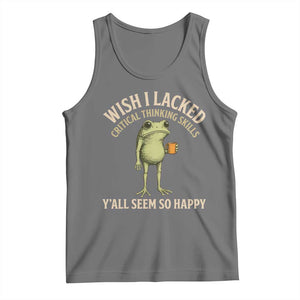 Wish I Lacked Critical Thinking Skills Y'all Seem So Happy Funny Frog Coffee Tank Top