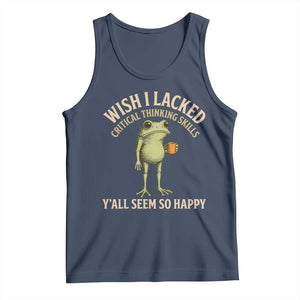 Wish I Lacked Critical Thinking Skills Y'all Seem So Happy Funny Frog Coffee Tank Top