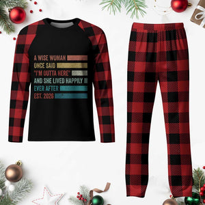 Funny Retired 2026 Plaid Pajama Set A Wise Woman Once Said I'm Outta Here Retirement Gift