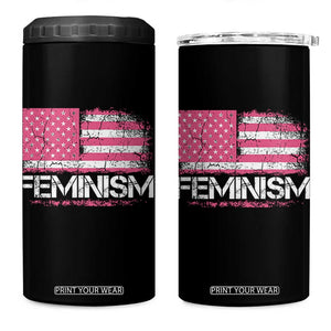 Feminism Feminist Pink American Flag 4 in 1 Can Cooler Tumbler Patriotic Womens Rights