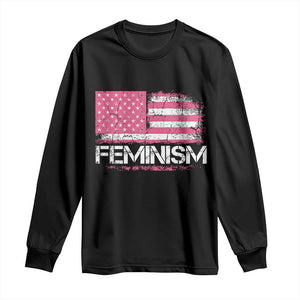 Feminism Feminist Pink American Flag Long Sleeve Shirt Patriotic Womens Rights