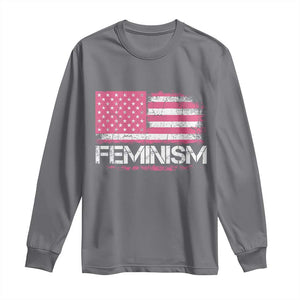 Feminism Feminist Pink American Flag Long Sleeve Shirt Patriotic Womens Rights