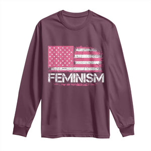 Feminism Feminist Pink American Flag Long Sleeve Shirt Patriotic Womens Rights