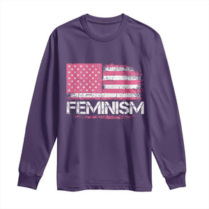Feminism Feminist Pink American Flag Long Sleeve Shirt Patriotic Womens Rights