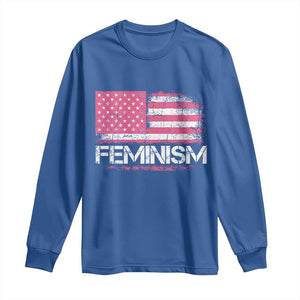 Feminism Feminist Pink American Flag Long Sleeve Shirt Patriotic Womens Rights