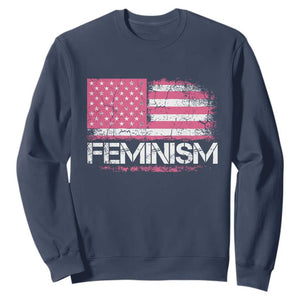 Feminism Feminist Pink American Flag Sweatshirt Patriotic Womens Rights