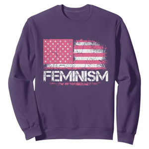 Feminism Feminist Pink American Flag Sweatshirt Patriotic Womens Rights