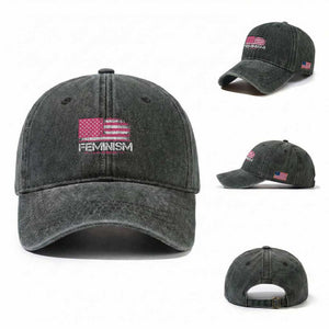 Feminism Feminist Pink American Flag Washed Cotton Baseball Cap Patriotic Womens Rights