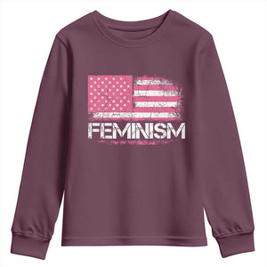 Feminism Feminist Pink American Flag Youth Sweatshirt Patriotic Womens Rights