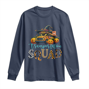 Halloween School Bus Driver Long Sleeve Shirt Transportation Squad Pumpkin Witch TS11 Navy Print Your Wear
