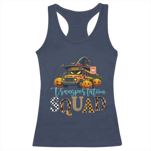 Halloween School Bus Driver Racerback Tank Top Transportation Squad Pumpkin Witch TS11 Navy Print Your Wear