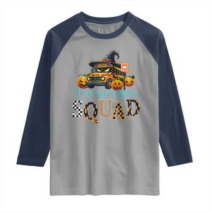 Halloween School Bus Driver Raglan Shirt Transportation Squad Pumpkin Witch TS11 Sport Gray Navy Print Your Wear