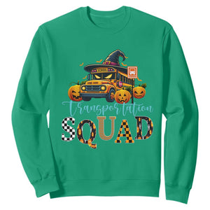 Halloween School Bus Driver Sweatshirt Transportation Squad Pumpkin Witch TS11 Irish Green Print Your Wear