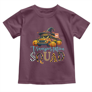 Halloween School Bus Driver Toddler T Shirt Transportation Squad Pumpkin Witch TS11 Maroon Print Your Wear