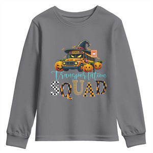 Halloween School Bus Driver Youth Sweatshirt Transportation Squad Pumpkin Witch TS11 Charcoal Print Your Wear