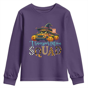Halloween School Bus Driver Youth Sweatshirt Transportation Squad Pumpkin Witch TS11 Purple Print Your Wear