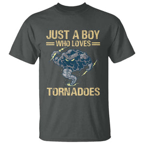 Tornado Chaser T Shirt Just A Boy Who Loves Tornadoes Storm Thunder TS11 Dark Heather Print Your Wear