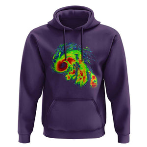 Hurricane Helene Hoodie Meteorologist Weather Radar Image Storm Chasing TS11 Purple Print Your Wear