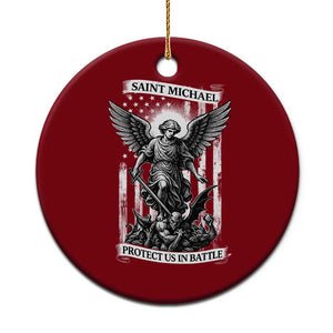 Saint Michael Protect Us In Battle Ceramic Ornament American Flag Catholic Christian Faith TS11 1pc Red Print Your Wear