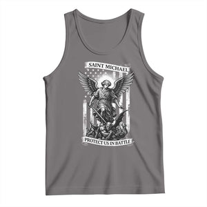 Saint Michael Protect Us In Battle Tank Top American Flag Catholic Christian Faith TS11 Deep Heather Print Your Wear