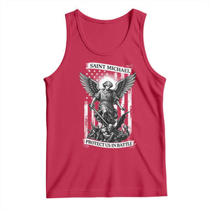 Saint Michael Protect Us In Battle Tank Top American Flag Catholic Christian Faith TS11 Red Print Your Wear