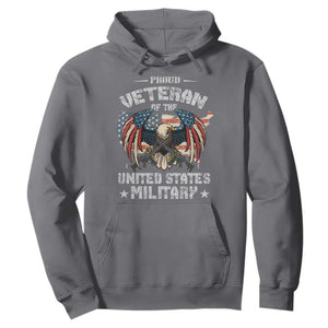 Proud Veteran Of The Military Hoodie Veteran's Day Eagle American Flag TS11 Charcoal Print Your Wear