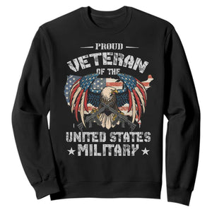 Proud Veteran Of The Military Sweatshirt Veteran's Day Eagle American Flag TS11 Black Print Your Wear