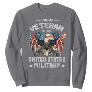Proud Veteran Of The Military Sweatshirt Veteran's Day Eagle American Flag TS11 Charcoal Print Your Wear