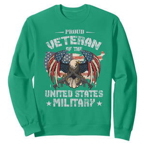Proud Veteran Of The Military Sweatshirt Veteran's Day Eagle American Flag TS11 Irish Green Print Your Wear