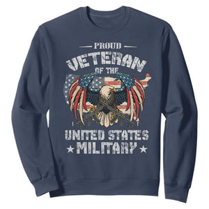 Proud Veteran Of The Military Sweatshirt Veteran's Day Eagle American Flag TS11 Navy Print Your Wear