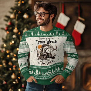 I Am Not Always A Train Wreck Just Kidding Toot Toot Ugly Christmas Sweater Funny Thanksgiving Turkey TS11 Beige Green Print Your Wear