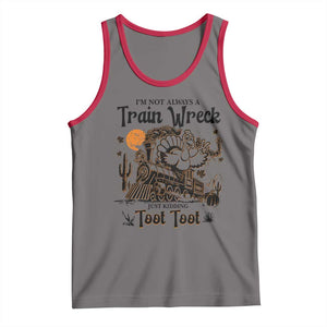 I Am Not Always A Train Wreck Just Kidding Toot Toot Tank Top Funny Thanksgiving Turkey TS11 Deep Heather Red Print Your Wear