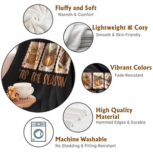 Tis The Season Fall Thanksgiving Throw Blanket American Football Pumpkin Postage Stamps TS11 Print Your Wear