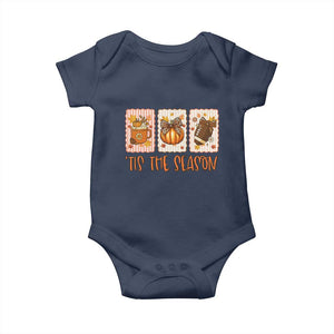 Tis The Season Fall Thanksgiving Baby Onesie American Football Pumpkin Postage Stamps TS11 Navy Print Your Wear