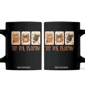 Tis The Season Fall Thanksgiving Coffee Mug American Football Pumpkin Postage Stamps TS11 Black Print Your Wear
