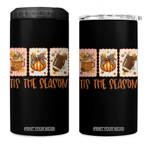 Tis The Season Fall Thanksgiving 4 in 1 Can Cooler Tumbler American Football Pumpkin Postage Stamps TS11 One Size: 16 oz Black Print Your Wear