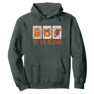 Tis The Season Fall Thanksgiving Hoodie American Football Pumpkin Postage Stamps TS11 Dark Forest Green Print Your Wear
