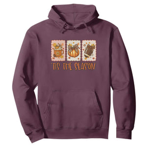 Tis The Season Fall Thanksgiving Hoodie American Football Pumpkin Postage Stamps TS11 Maroon Print Your Wear