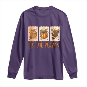 Tis The Season Fall Thanksgiving Long Sleeve Shirt American Football Pumpkin Postage Stamps TS11 Purple Print Your Wear
