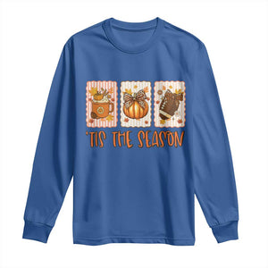 Tis The Season Fall Thanksgiving Long Sleeve Shirt American Football Pumpkin Postage Stamps TS11 Royal Blue Print Your Wear