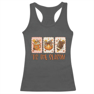 Tis The Season Fall Thanksgiving Racerback Tank Top American Football Pumpkin Postage Stamps TS11 Dark Heather Print Your Wear