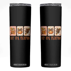 Tis The Season Fall Thanksgiving Skinny Tumbler American Football Pumpkin Postage Stamps TS11 Black Print Your Wear