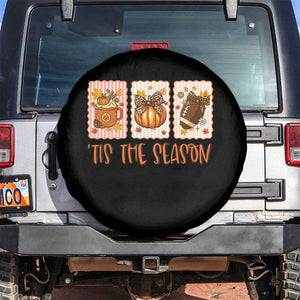 Tis The Season Fall Thanksgiving Spare Tire Cover American Football Pumpkin Postage Stamps TS11 No hole Black Print Your Wear