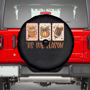 Tis The Season Fall Thanksgiving Spare Tire Cover American Football Pumpkin Postage Stamps TS11 Black Print Your Wear