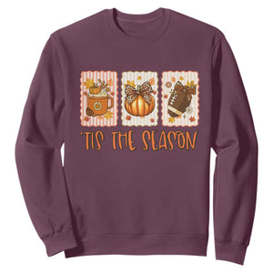 Tis The Season Fall Thanksgiving Sweatshirt American Football Pumpkin Postage Stamps TS11 Maroon Print Your Wear